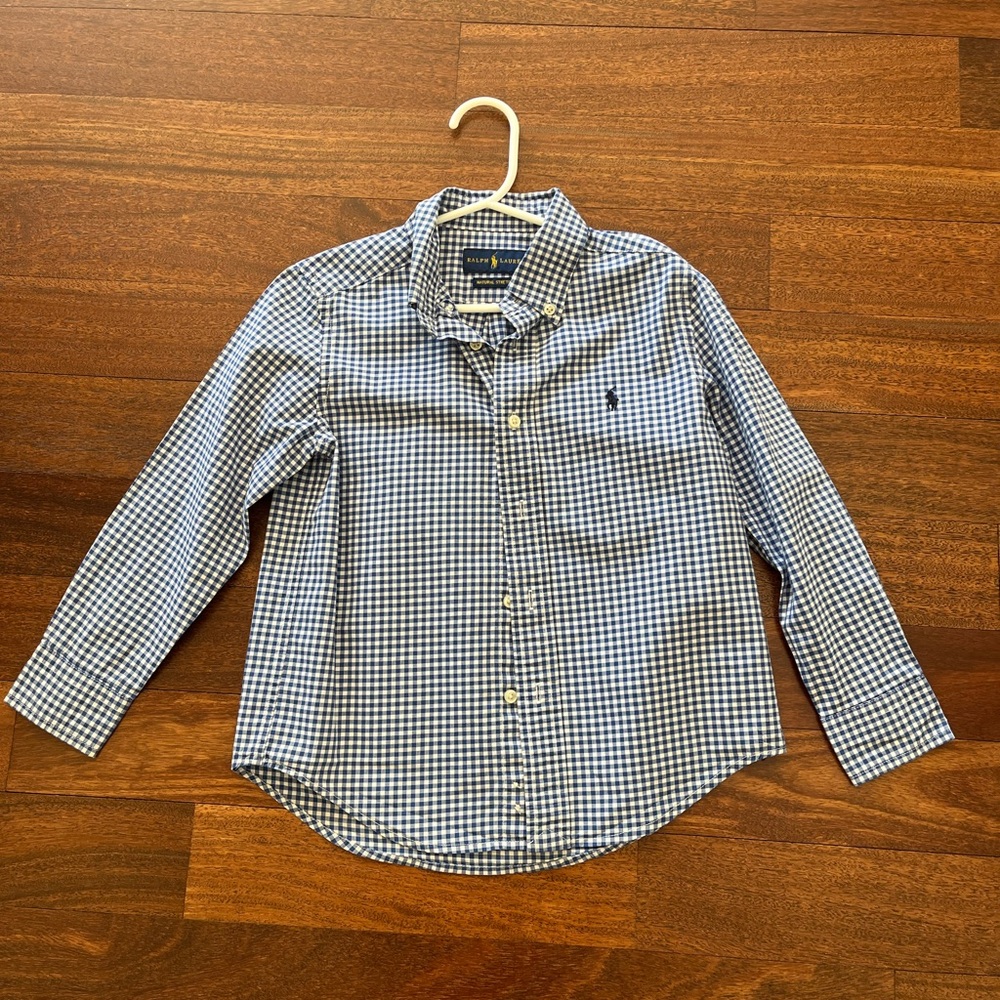Ralph Lauren Kids Navy and White Plaid Shirt